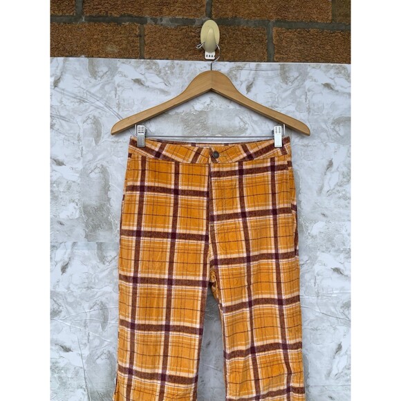 FREE PEOPLE Plaid Float On Flare Corduroy Pants size 28 - Picture 3 of 12